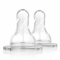 Dr. Brown's, Natural Flow, Silicone Nipples, Wide-Neck, Level 1, 0 + Months, 2 Pack