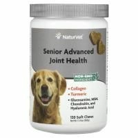 NaturVet, Senior, улучшенная формула для здоровья суставов, с коллагеном и куркумой, для собак, 120 мягких жевательных таблеток, 360 г (12,6 унции)