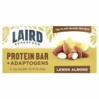 Laird Superfood, Протеиновый батончик + адаптогены, лимон и миндаль, 10 пакетиков по 45 г (1,6 унции)