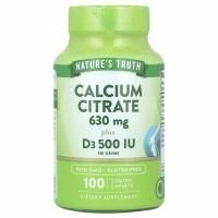 Nature's Truth, Цитрат кальция плюс D3, 100 капсул, покрытых оболочкой