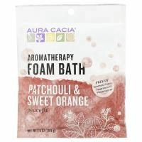 Aura Cacia, Ароматерапевтическая пена для ванны, успокаивающий пачули и сладкий апельсин, 2,5 унции (70,9 г)