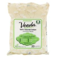 Veeda, 100% Natural Cotton Feminine Wipes, 20 Wipes
