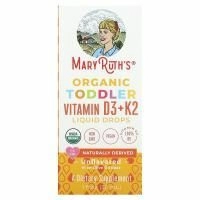 MaryRuth's, Органические жидкие капли с витаминами D3 и K2 для малышей, для детей от 1 до 3 лет, без добавок, 30 мл (1 жидк. унц.)