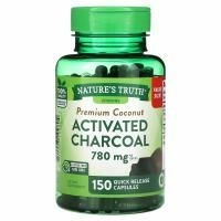 Nature's Truth, Vitamins, кокосовый активированный уголь премиального качества, 780 мг, 150 капсул с быстрым высвобождением (260 мг в 1 капсуле)
