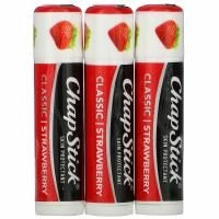 Chapstick, Защитный бальзам для губ, «Классическая клубника», 3 тюбика по 4 г