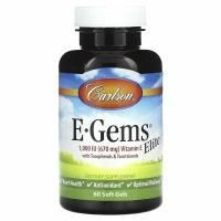Carlson Labs, E-Gems Элитные, 1 000 МЕ, 60 мягких таблеток