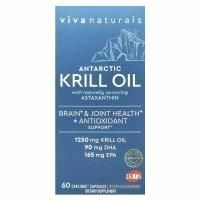 Viva Naturals, масло антарктического криля с астаксантином, 60 капсул Caplique