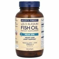 Wiley's Finest, Аляскинский рыбий жир, пик ЭПК, 1250 мг, 120 рыбных  мягких капсул