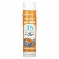 Badger, детское натуральное минеральное солнцезащитное средство в стике для лица, SPF 35, мандарин и ваниль, 18,4 г (0,65 унции)