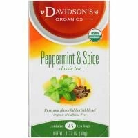 Davidson's Tea, Органический чай из перечной мяты и пряностей, клссический чай, 25 чайных пакетика, 1,77 унций (50 г)