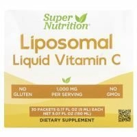 Super Nutrition, липосомальный витамин C в жидкой форме, без добавок, 1000 мг, 30 пакетиков по 5 мл (0,17 жидк. унции)