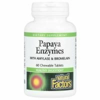 Natural Factors, ферменты папайи с амилазой и бромелаином, 60 жевательных таблеток