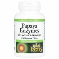 Natural Factors, Ферменты папайи, 120 жевательных таблеток