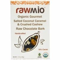 Rawmio, Органическое лакомство Соленый кокос с карамелью и толченый кешью Оболочка из необжаренного шоколада, 1.76 унции (50 г)