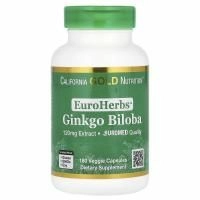 California Gold Nutrition, Экстракт листьев гинко билоба, EuroHerbs, европейское качество, 120 мг, 180 вегетарианских капсул