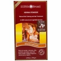 Surya Brasil, Порошок хны, натуральное окрашивание и уход за волосами, золотисто-коричневый, 50 г