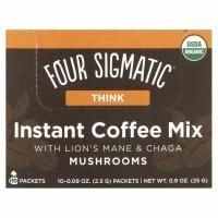 Four Sigmatic, Грибная сместь для кофе, "Думай с Гривой льва и чагой!, 10 пакетов, по 0,09 унции (2,5 г) каждый