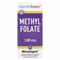 Superior Source, Метилфолат, 1000 мкг, 60 быстрорассасывающихся компактных таблеток MicroLingual