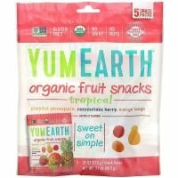 YumEarth, Органические фруктовые снеки, тропические фрукты, 5 упаковок, 17,6 г в каждой