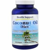 Health Support, Кокосовое масло, диета, 180 гелевых капсул
