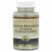 LifeTime Vitamins, Кальций и магний, калий, витамин D и бор, 120 капсул