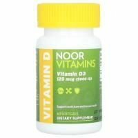Noor Vitamins, витамин D3, 125 мкг (5000 МЕ), 60 мягких таблеток