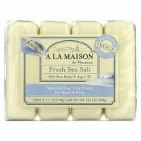 A La Maison de Provence, Мыло для рук & тела, Свежая морская соль, 4 бруска по 3.5 унции