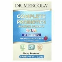 Dr. Mercola, пакеты порошков с пробиотиками для детей, натуральный малиновый ароматизатор, 30 пакетов, 3,5 г (0,12 унции) каждый