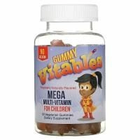 Vitables, жевательные мегамультивитамины для детей, без желатина, малиновый вкус, 60 вегетарианских жевательных мармеладок