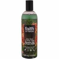 Faith in Nature, Гель для душа и пена для ванны, алоэ вера и иланг-иланг, 13,5 жидких унций (400 мл)