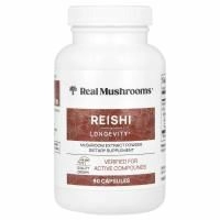 Real Mushrooms, рейши, экстракт грибов в порошке, 90 капсул
