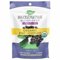 Nature's Way, Sambucus, Пастилки с цинком, Со вкусом мяты, 24 пастилок