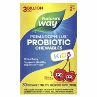 Nature's Way, Primadophilus®, жевательные пробиотики, для детей от 2 лет, с вишнёвым вкусом, 3 млрд КОЕ, 30 жевательных таблеток