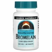 Source Naturals, Бромелаин, 2000 GDU/г, 500 мг, 60 таблеток