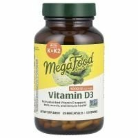 MegaFood, витамин D3 с витаминами K и K2, 5000 МЕ (125 мкг), 120 капсул