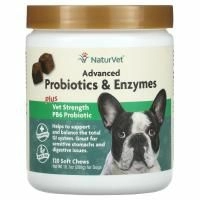 NaturVet, Улучшенные пробиотики и ферменты, а также пробиотик Vet Strength PB6 для собак, 120 жевательных таблеток