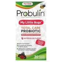 Probulin, для детей, My Little Bugs, пробиотик Total Care + пребиотик и постбиотик, арбуз, 30 жевательных таблеток