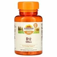 Sundown Naturals, B-12, 500 мкг, 200 таблеток