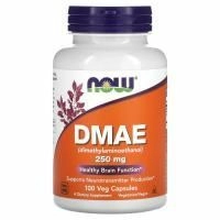 NOW DMAE, ДМАЭ (Диметиламиноэтанол) 250 мг, 100 растительных капсул