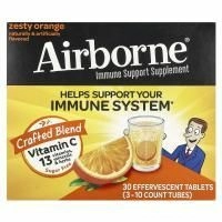 AirBorne, добавка для поддержки иммунной системы, со вкусом апельсина, 3 пробирки, по 10 шипучих таблеток