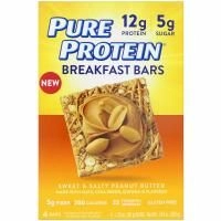 Pure Protein, Батончики для завтрака, Сладкое и соленое арахисовое масло, 4 батончика, 1,76 унц. (50 г) каждый