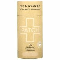 Patch, Бинты в полоску из натурального бамбука, порезы и царапины, легкие, 25 эко-бинтов