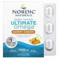 Nordic Naturals, Ultimate Omega, тропические фрукты, 1200 мг, 54 жевательные таблетки (600 мг в 1 жевательной таблетке)