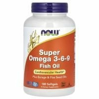 Now Foods Super Omega 3-6-9, добавка с Омега 3-6-9 (1200 мг), 180 мягких капсул