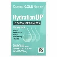 California Gold Nutrition, HydrationUP, смесь для напитка с электролитами, комбинированный набор из 20 пакетов весом 0,15 унции (4,2 г) каждый