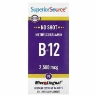 Superior Source, метилкобаламин, витамин B12, 2500 мкг, 90 быстрорастворимых таблеток