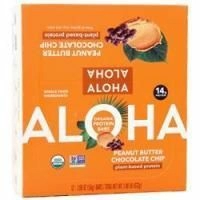 Aloha Bay, Органический Протеиновый Батончик - Шоколадная Крошка с Арахисовым Маслом на Растительной Основе 12 батончиков