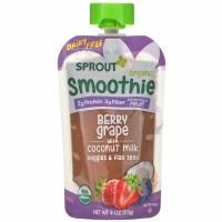 Sprout Organics, детское питание, безмолочный смузи, от 12 месяцев, ягоды, виноград, кокосовое молоко, овощи и семена льна, 113 г (4 унции)