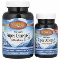 Супер Омега-3 Carlson Labs 1 200 мг, 130 мягких таблеток 