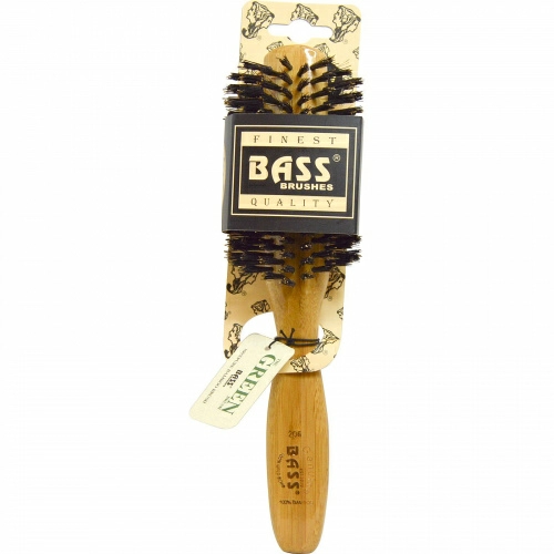 Bass Brushes, Расческа для волос в классическом круглом стиле, 100% из щетины кабана, полукруг, деревянная ручка, 1 шт